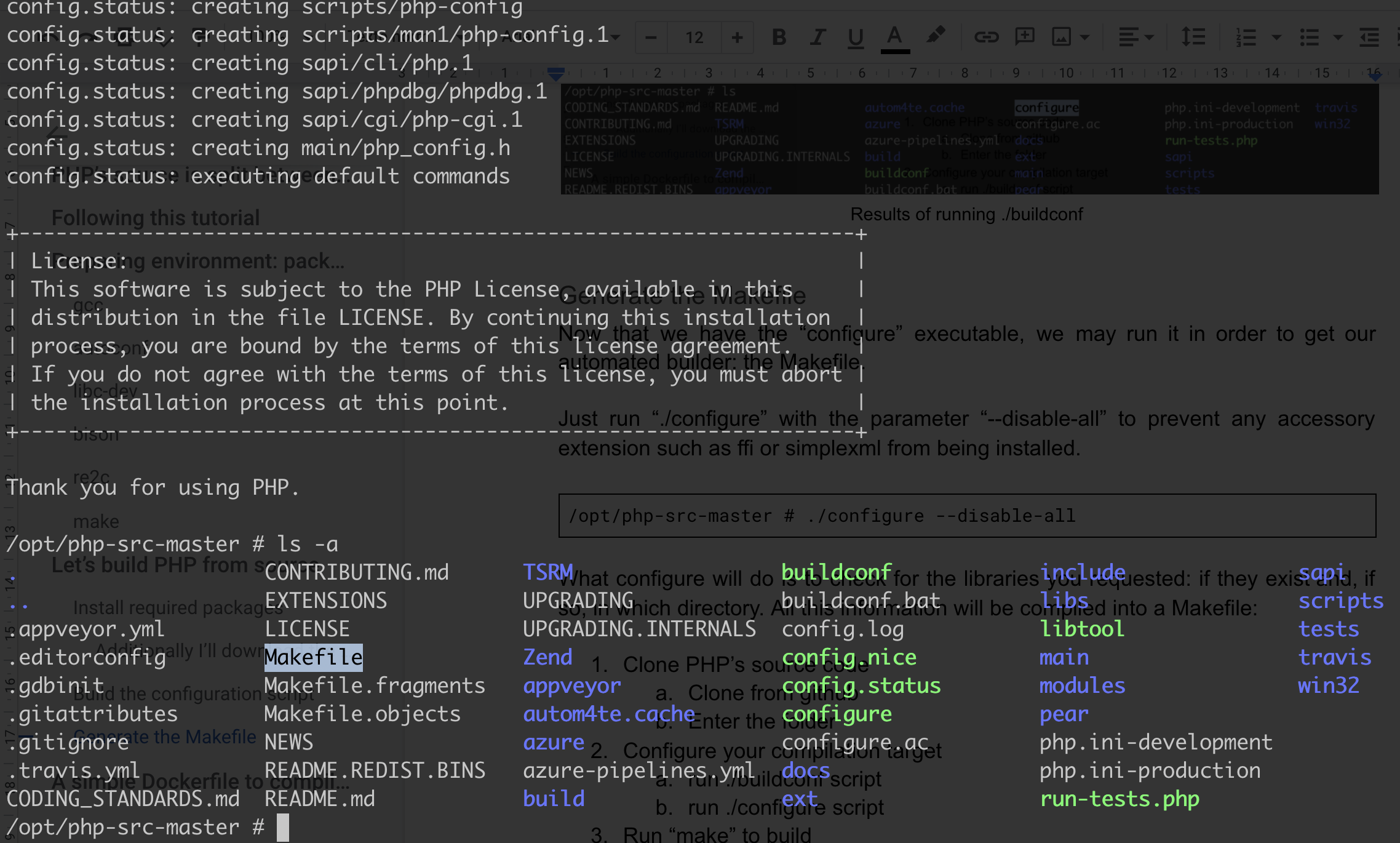 The configure step generated a Makefile file in the same directory